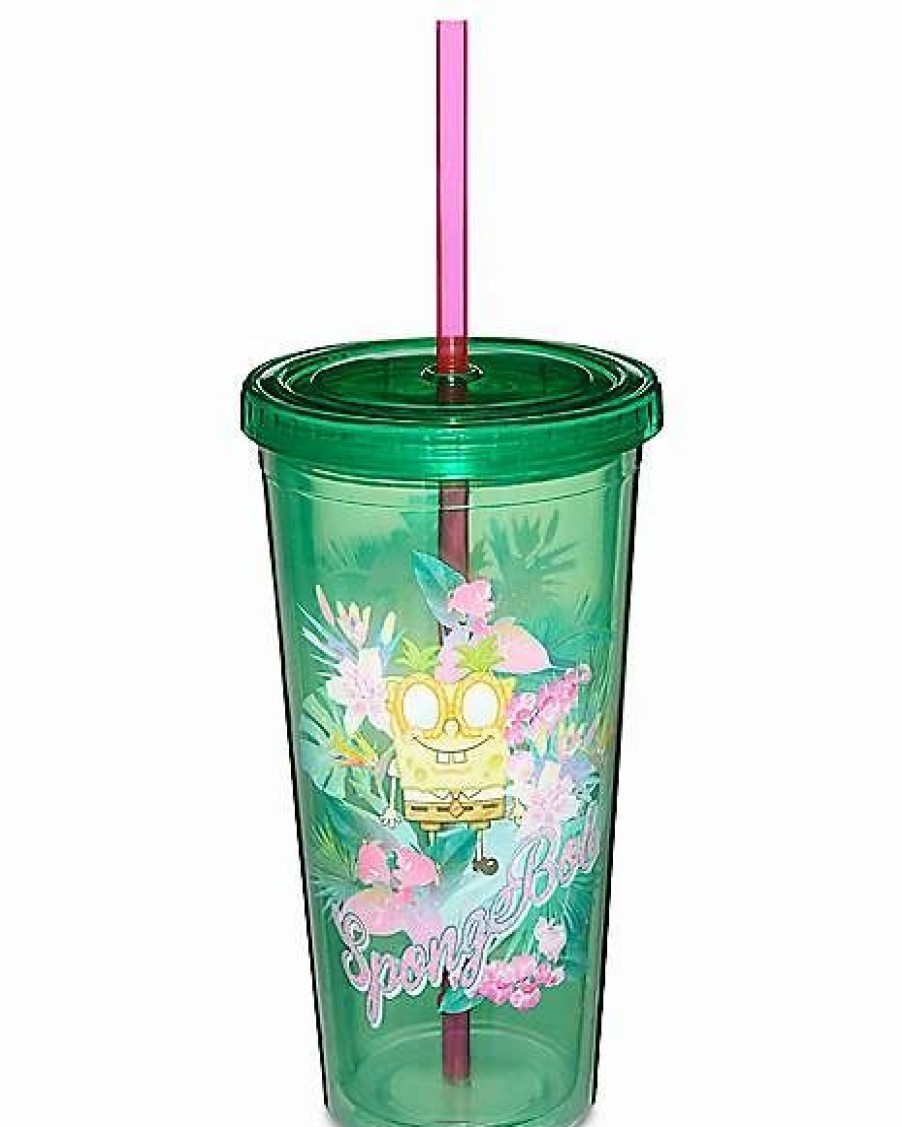 Television * Best Sale Floral Spongebob Squarepants Cup With Straw 20 Oz. Green