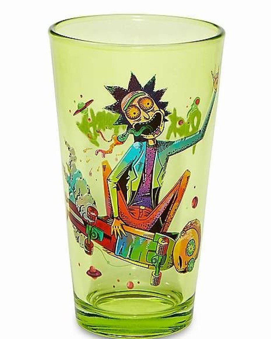 Television * Top 10 Ricky And Morty Skateboard Pint Glass 16 Oz. Green