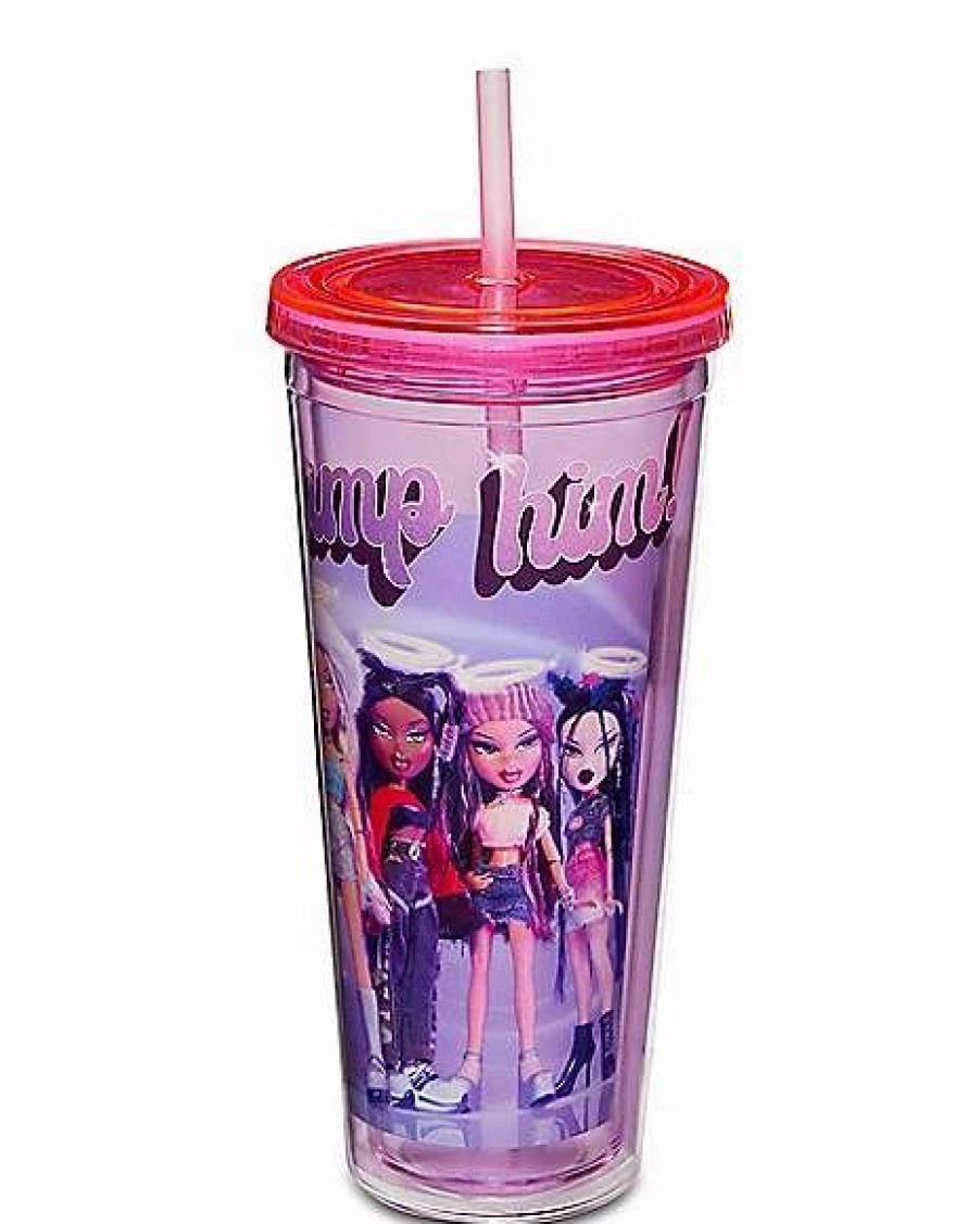 Plastic Drinkware * Outlet Bratz Cup With Straw 20 Oz. Purple