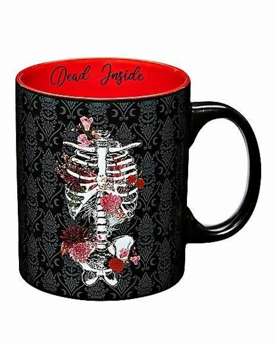 Halloween * Brand New Dead Inside Floral Skeleton Coffee Mug 20 Oz.