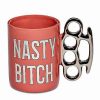 Shooters & Shot Glasses * Cheap Brass Knuckle Nasty Bitch Shot Glass 2 Oz. Black/Gold