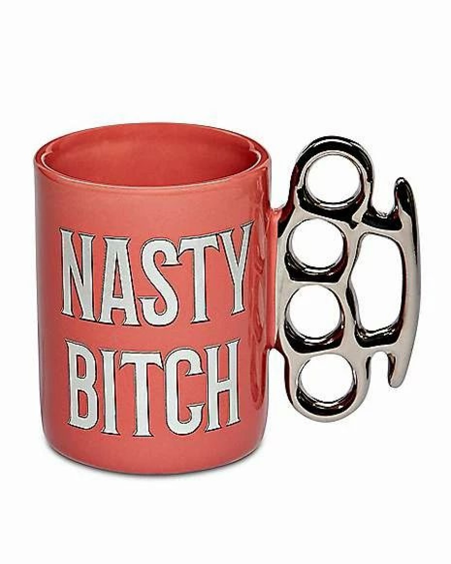 Shooters & Shot Glasses * Cheap Brass Knuckle Nasty Bitch Shot Glass 2 Oz. Black/Gold