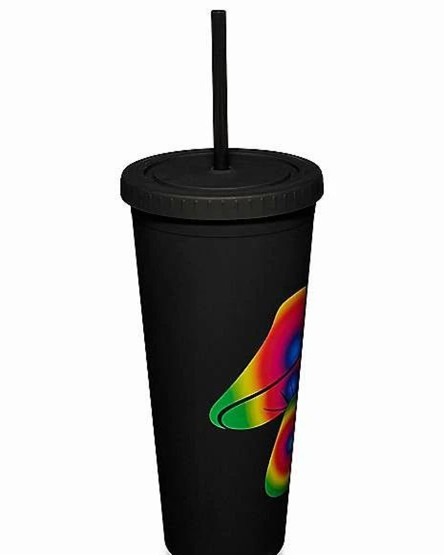 Plastic Drinkware * Deals Rainbow Mushroom Cup With Straw 24 Oz. Black