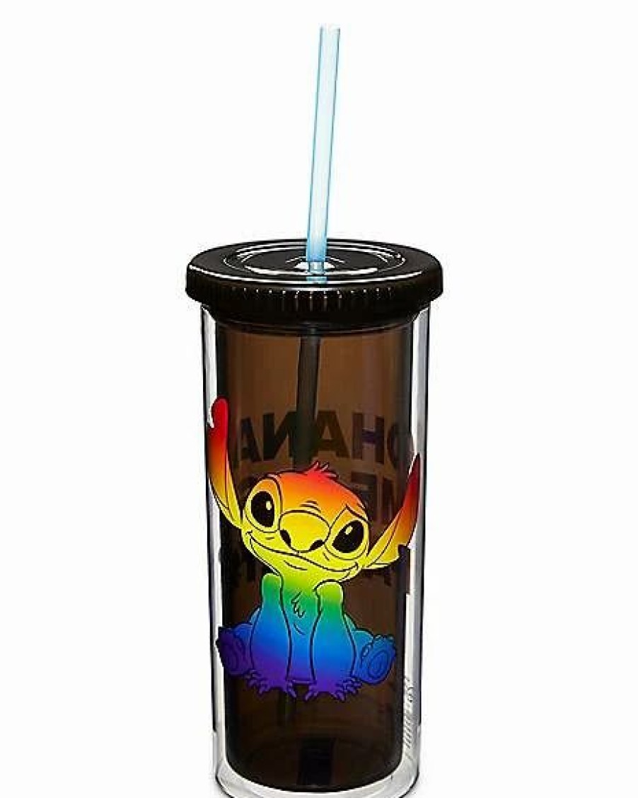 Movies * New Ohana Means Family Stitch Pride Cup With Straw 20 Oz. Lilo & Stitch Black