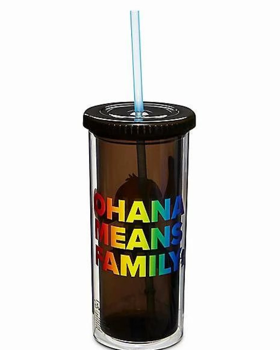 Movies * New Ohana Means Family Stitch Pride Cup With Straw 20 Oz. Lilo & Stitch Black