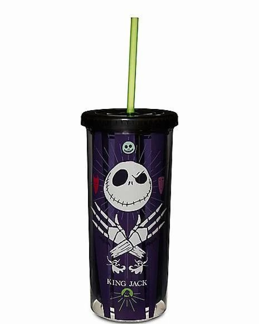 Movies * Cheapest King Jack Skellington Cup With Straw 20 Oz. The Nightmare Before Christmas Purple