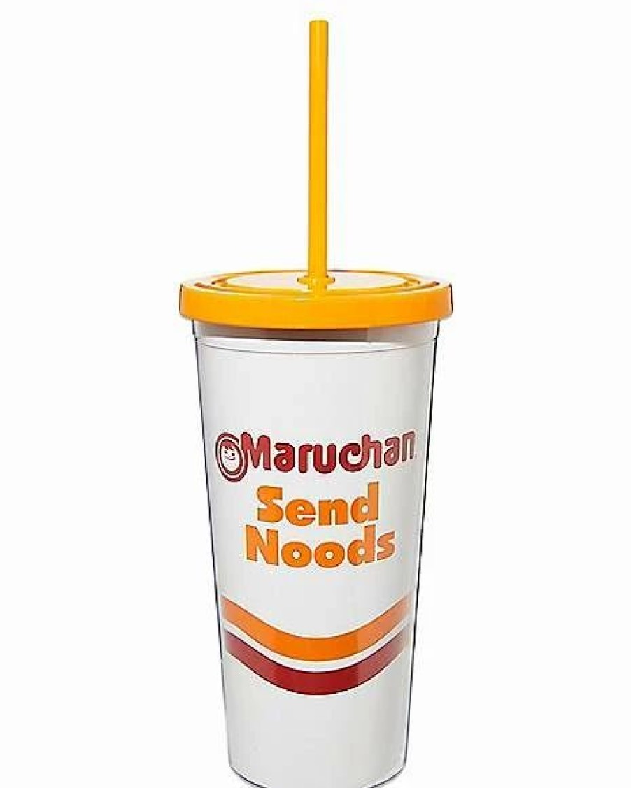 Plastic Drinkware * Discount Send Noods Maruchan Cup With Straw 20 Oz. White