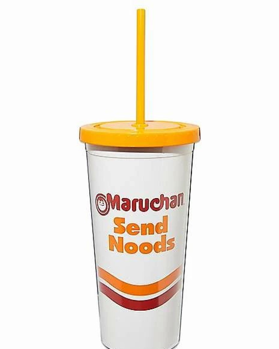 Plastic Drinkware * Discount Send Noods Maruchan Cup With Straw 20 Oz. White