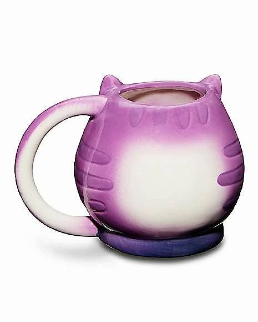 Coffee Mugs * New Striped Cat Molded Coffee Mug 20 Oz. Pink Liquid Purple Wax