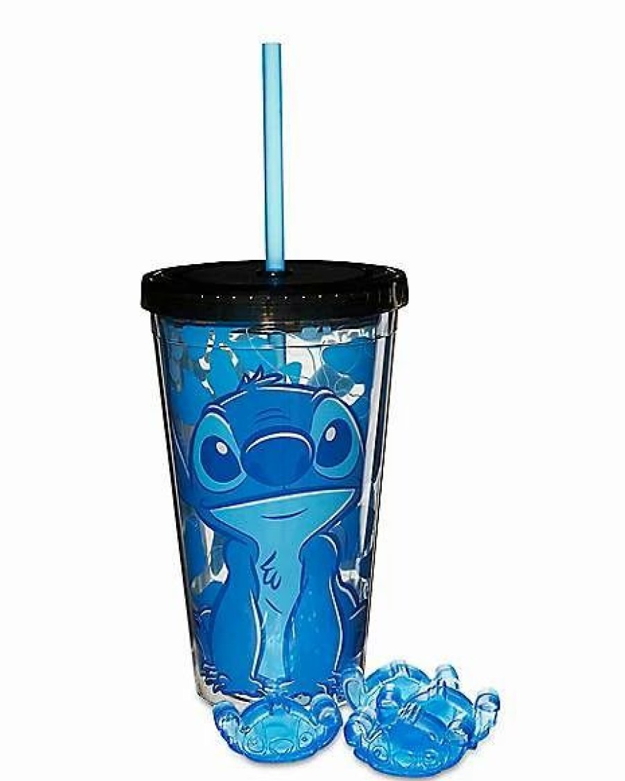 Movies * Hot Sale Aloha Stitch Cold Cup With Straw And Cubes 16 Oz. Disney Blue