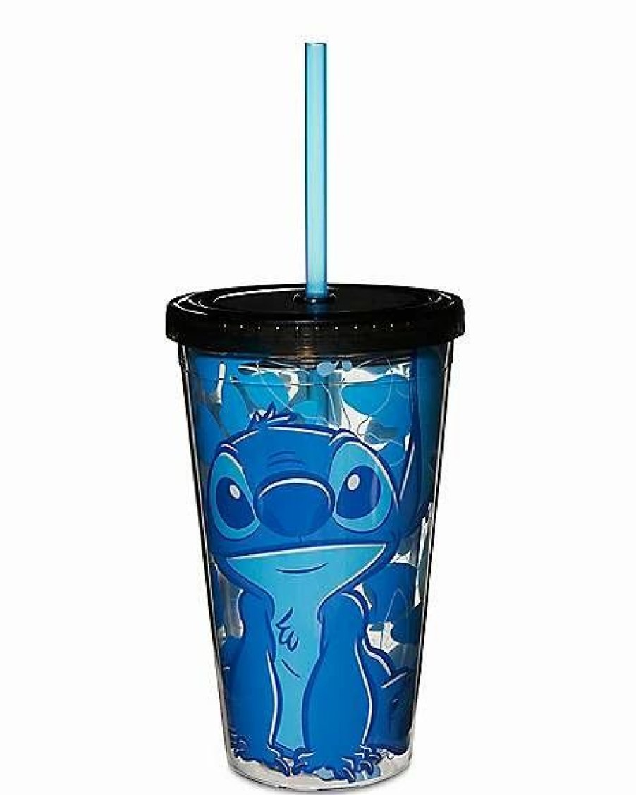 Movies * Hot Sale Aloha Stitch Cold Cup With Straw And Cubes 16 Oz. Disney Blue