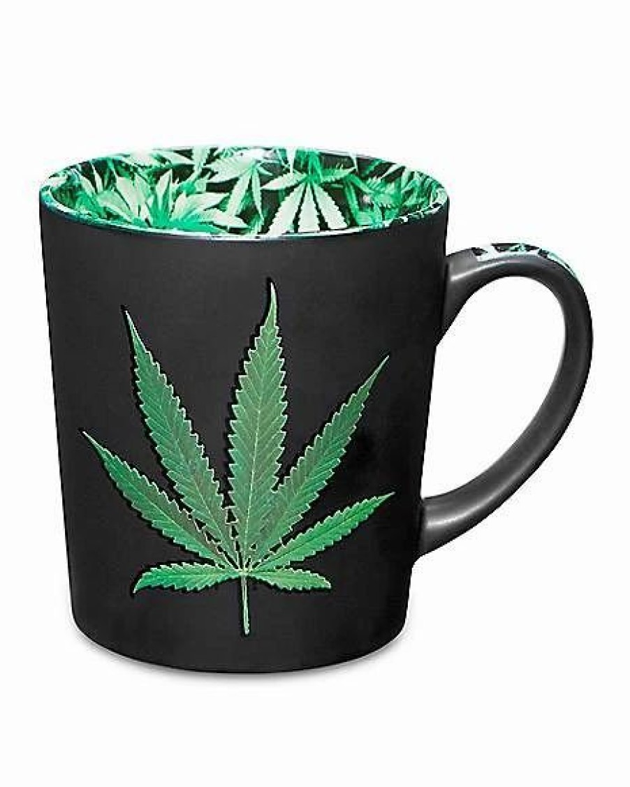 Coffee Mugs * Best Pirce Leaf Print Coffee Mug 17 Oz. Black