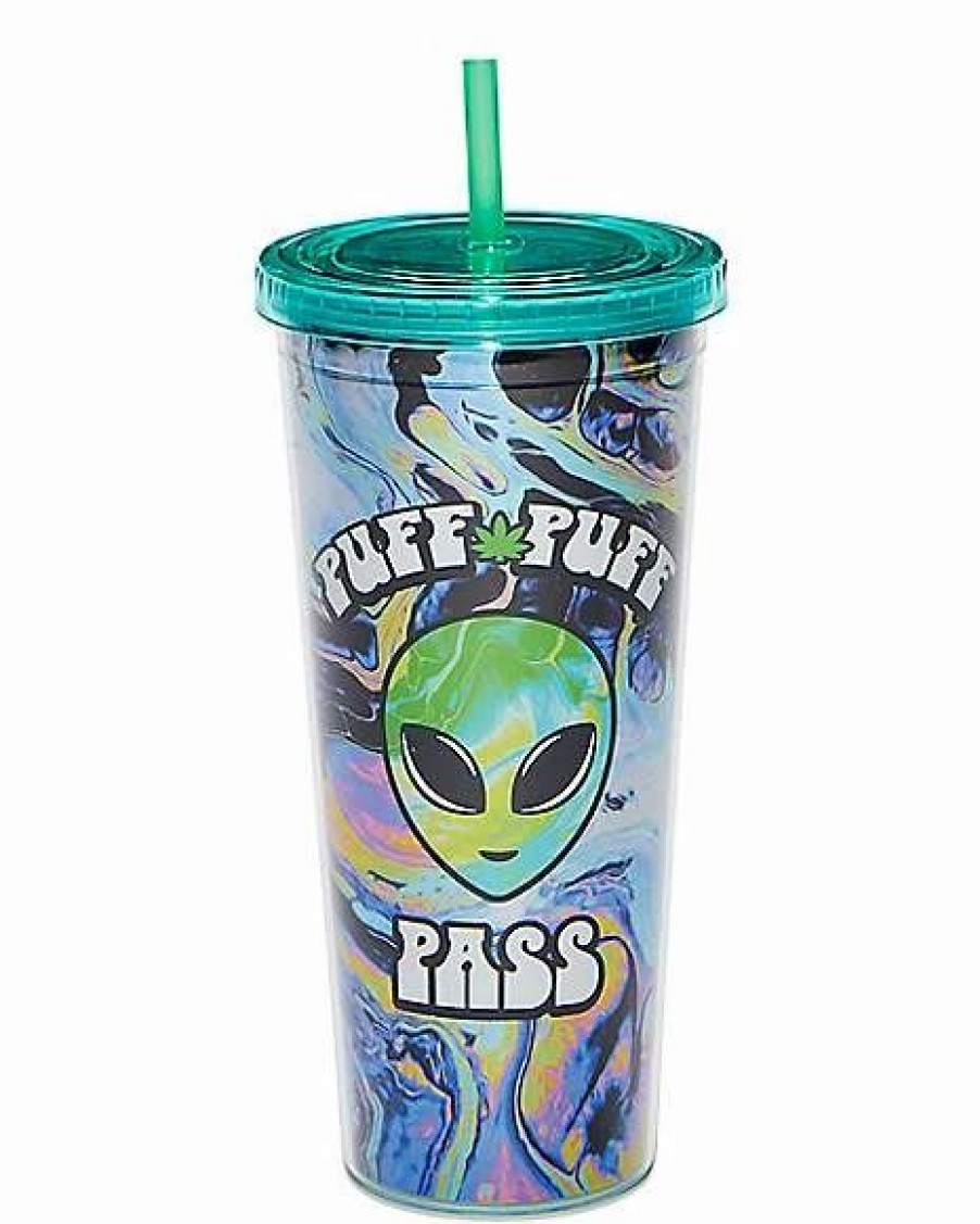 Plastic Drinkware * Outlet Alien Puff Puff Pass Cup With Straw 20 Oz.