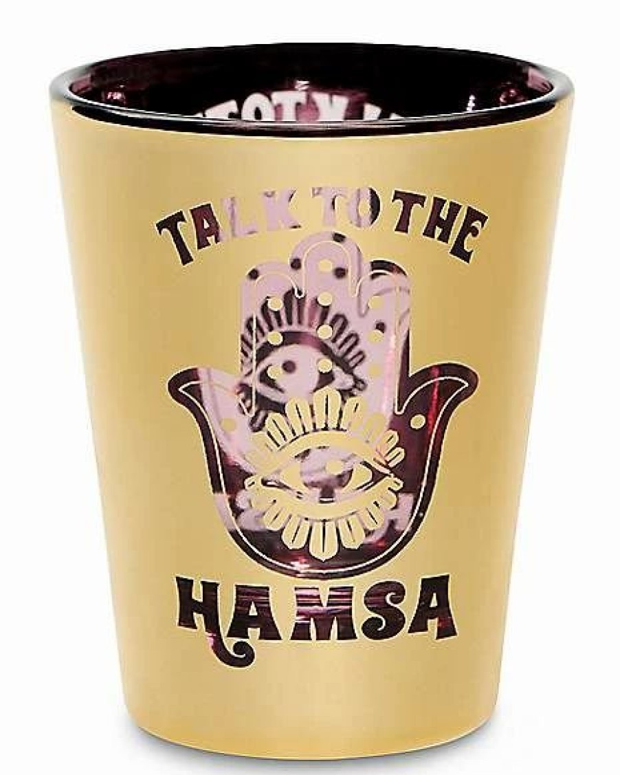 Shooters & Shot Glasses * Brand New Talk To The Hamsa Shot Glass 2 Oz. Gold