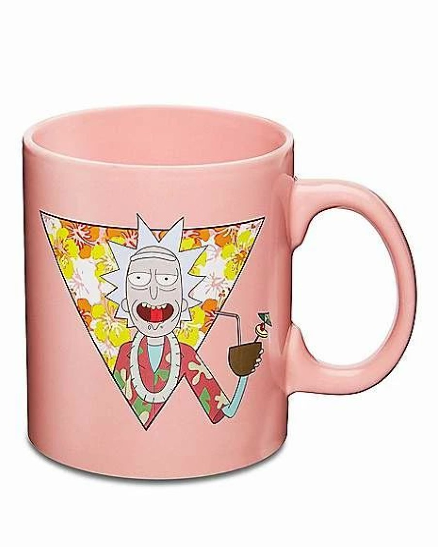 Television * Promo Hawaiian Rick Mug 20 Oz. Rick And Morty Pink