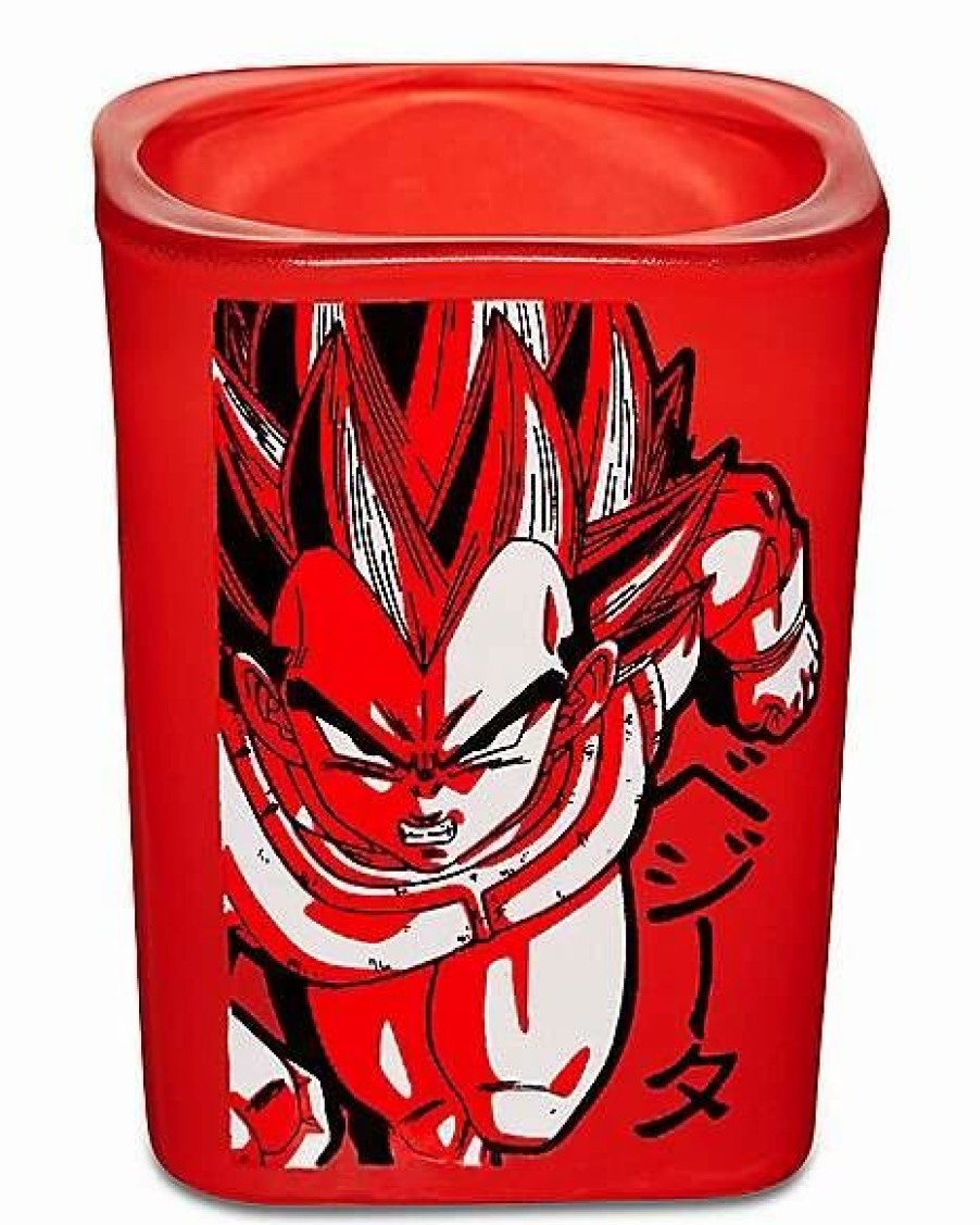 Anime * Promo Vegeta Square Shot Glass 2 Oz. Dragon Ball Z Red