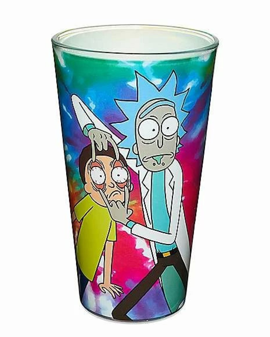 Television * Top 10 Tie Dye Rick And Morty Pint Glass 16 Oz. Multi-Color