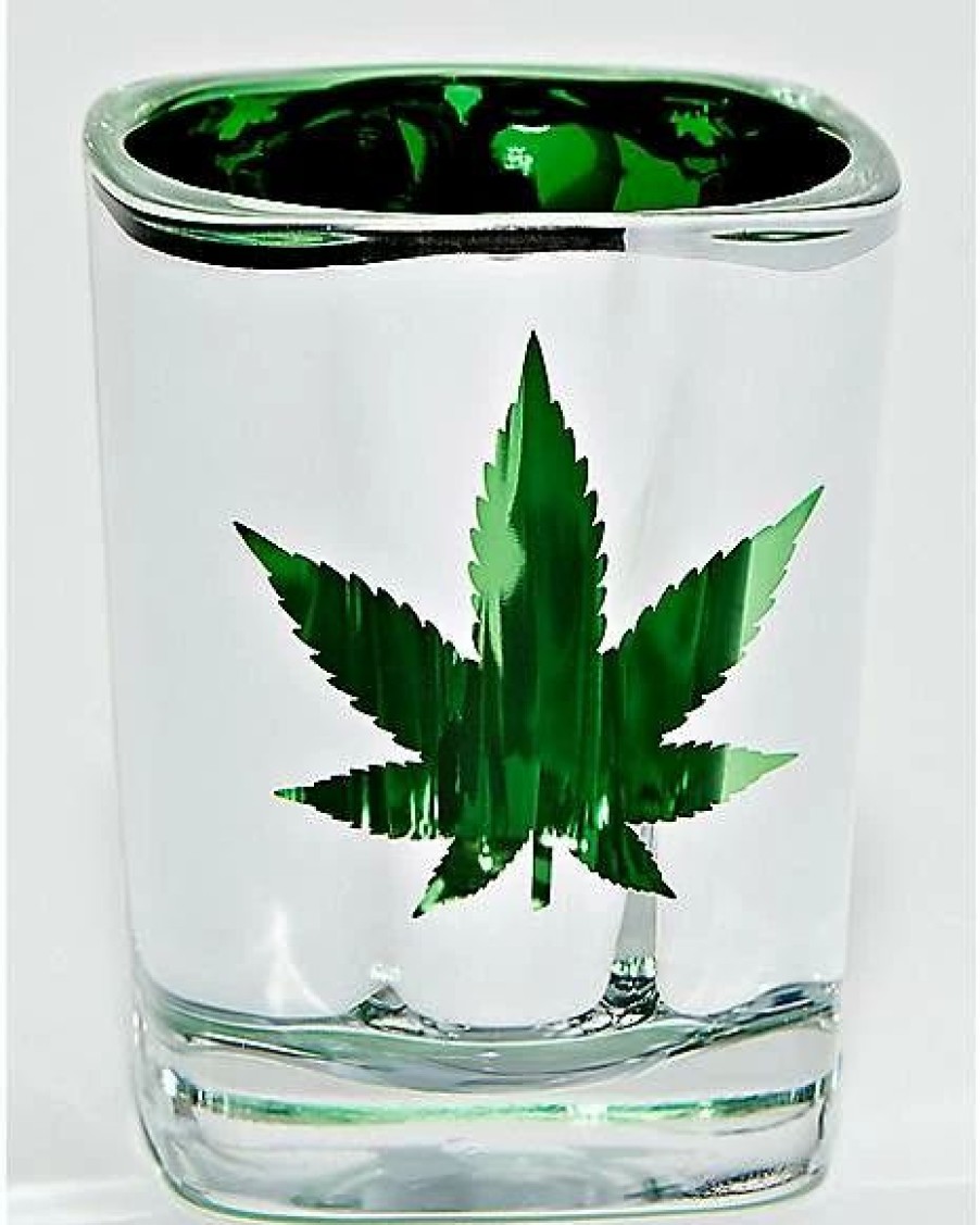 Shooters & Shot Glasses * Discount Metallic Weed Leaf Shot Glass 2 Oz. Multi-Color