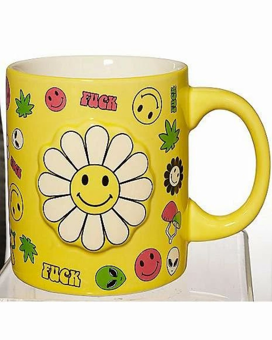 Coffee Mugs * Best Sale Flower Smiley Face Icon Coffee Mug 20 Oz.