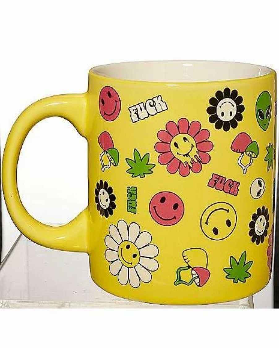 Coffee Mugs * Best Sale Flower Smiley Face Icon Coffee Mug 20 Oz.