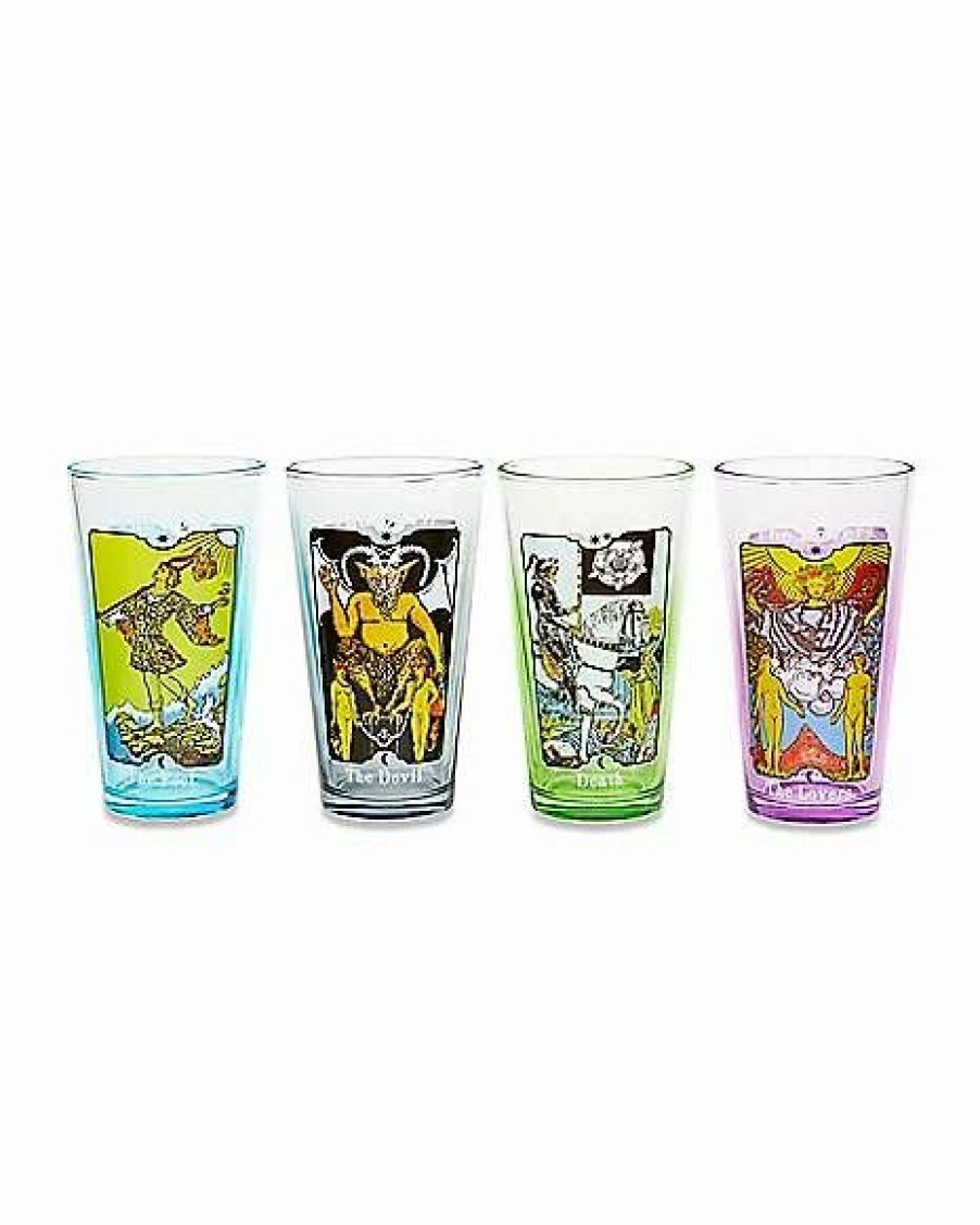 Halloween * Best Pirce Tarot Card Pint Glasses 4 Pack 16 Oz. Clear