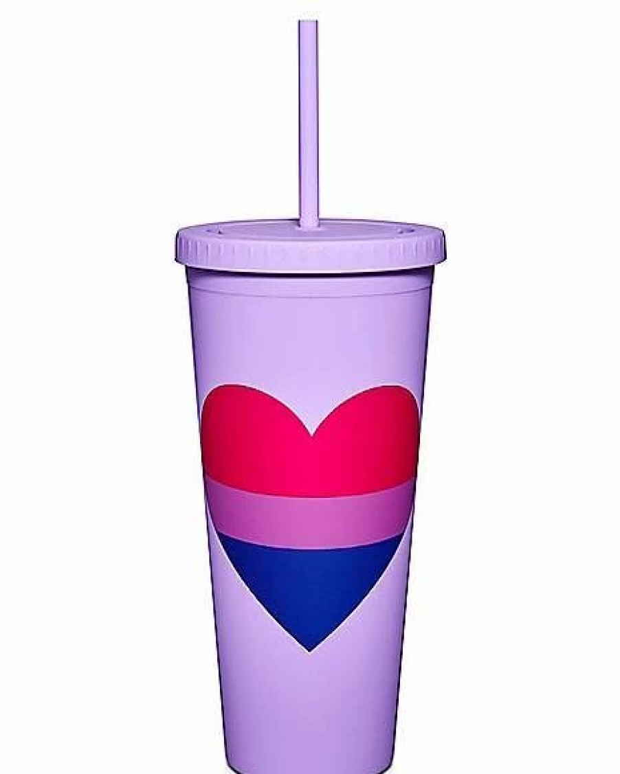 Plastic Drinkware * Deals Bisexual Pride Cup With Straw 24 Oz. Black