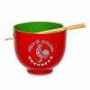 Christmas * New Boxed Sriracha Noodle Bowl And Chopsticks Set Red