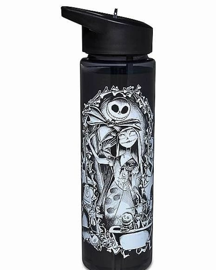 Movies * Coupon Jack Skellington And Sally Water Bottle With Straw 24 Oz. The Nightmare Before Christmas Black