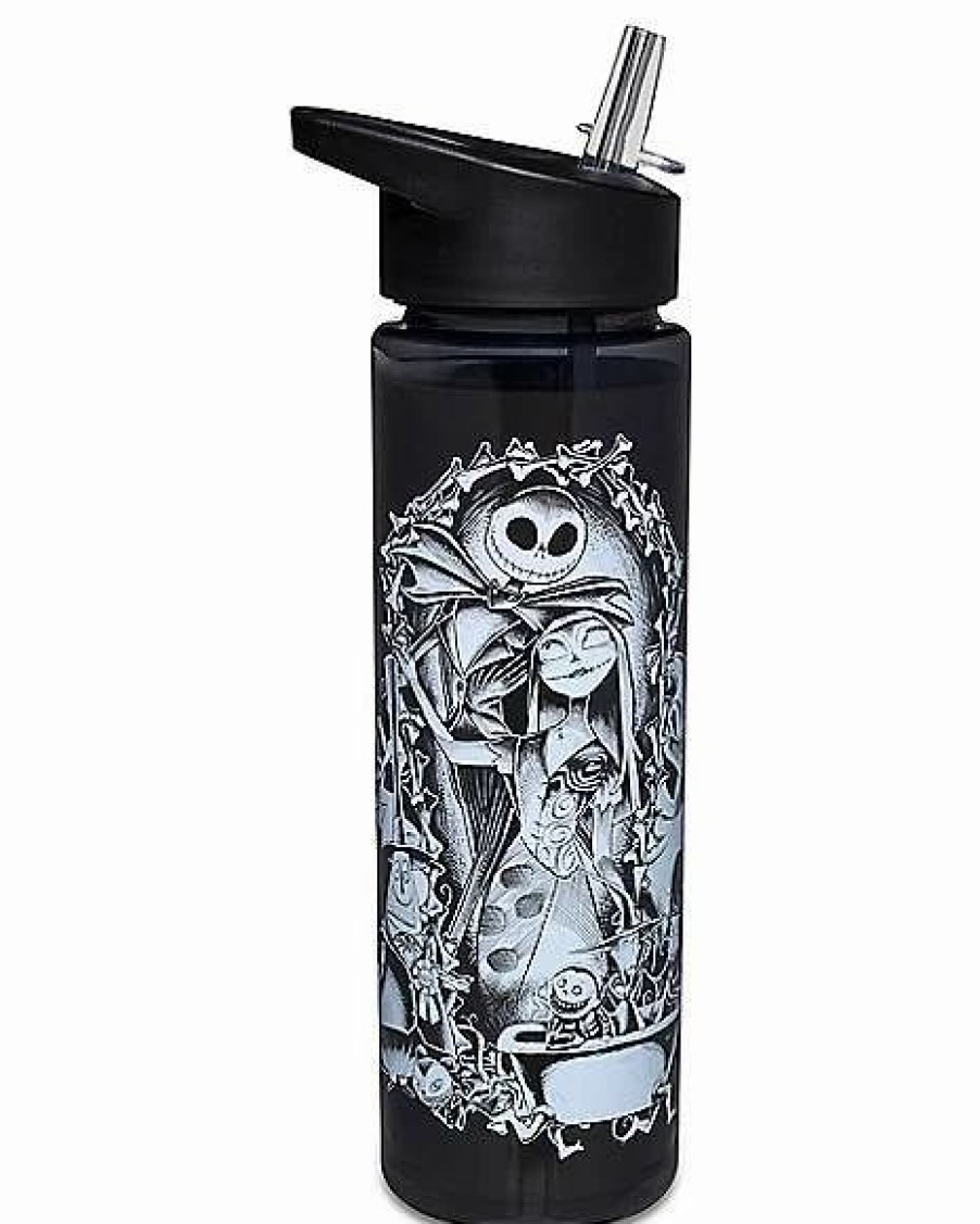 Movies * Coupon Jack Skellington And Sally Water Bottle With Straw 24 Oz. The Nightmare Before Christmas Black