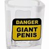 Shooters & Shot Glasses * Hot Sale Square Danger Giant Penis Shot Glass 2 Oz. Clear