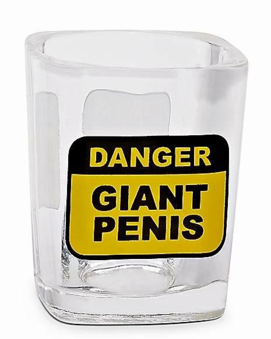 Shooters & Shot Glasses * Hot Sale Square Danger Giant Penis Shot Glass 2 Oz. Clear