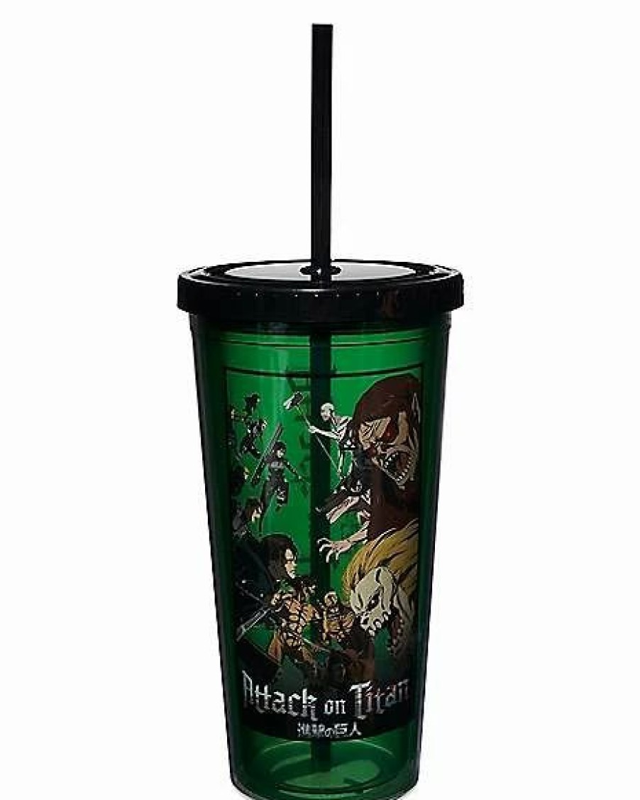 Anime * Discount Attack On Titan Cup With Straw 16 Oz. Green