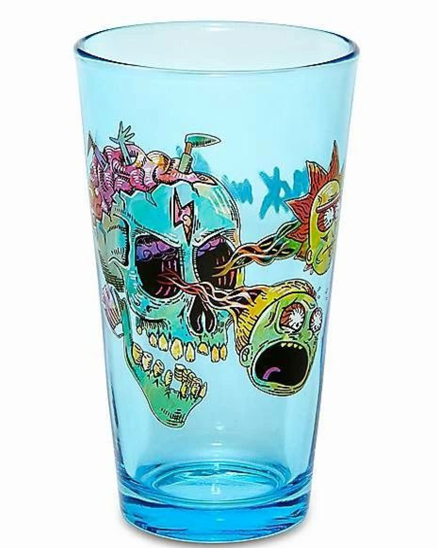 Television * Deals Skull Rick And Morty Pint Glass 16 Oz. Blue