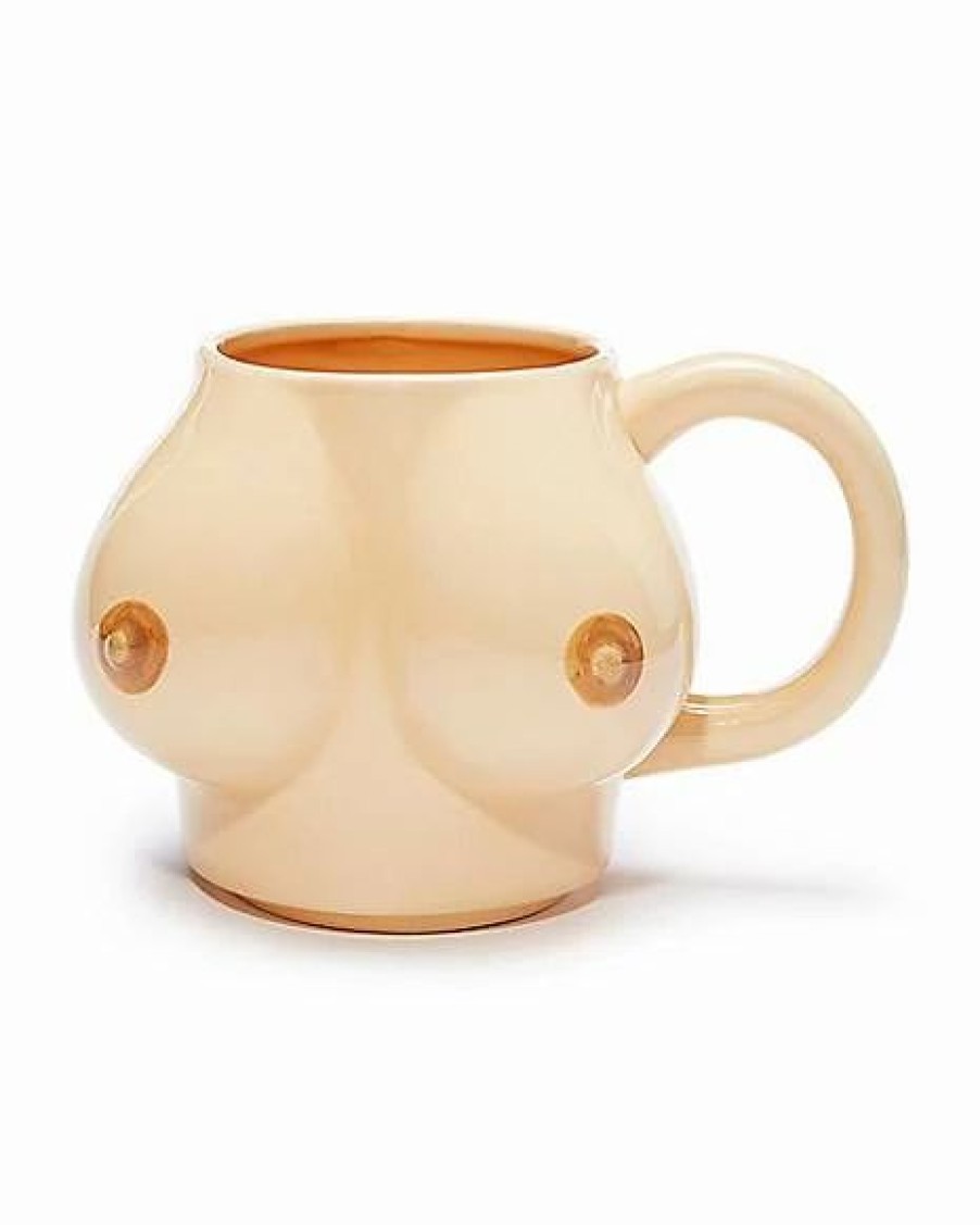 Christmas * Deals Molded Boobs Coffee Mug 32 Oz. Tan