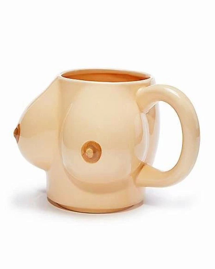 Christmas * Deals Molded Boobs Coffee Mug 32 Oz. Tan