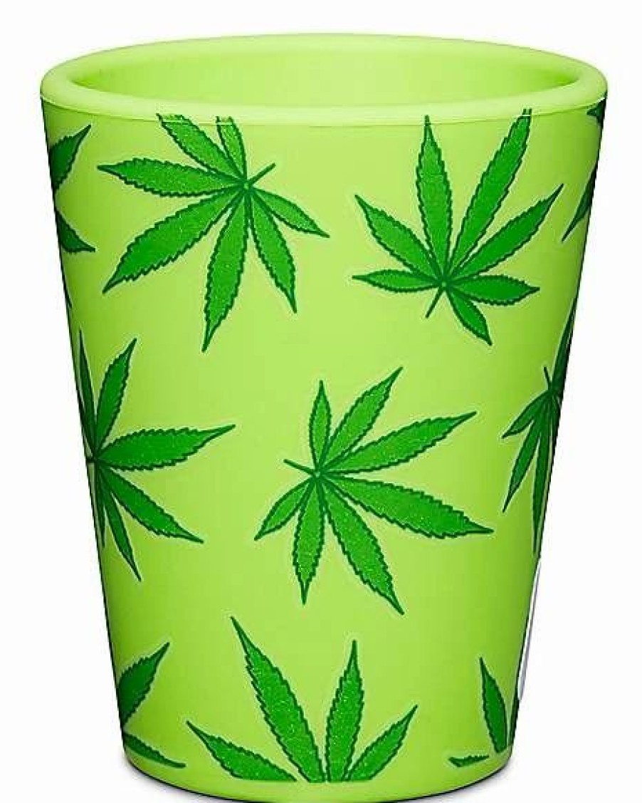 Christmas * Outlet Weed Leaves Silicone Shot Glass 1.5 Oz. Green