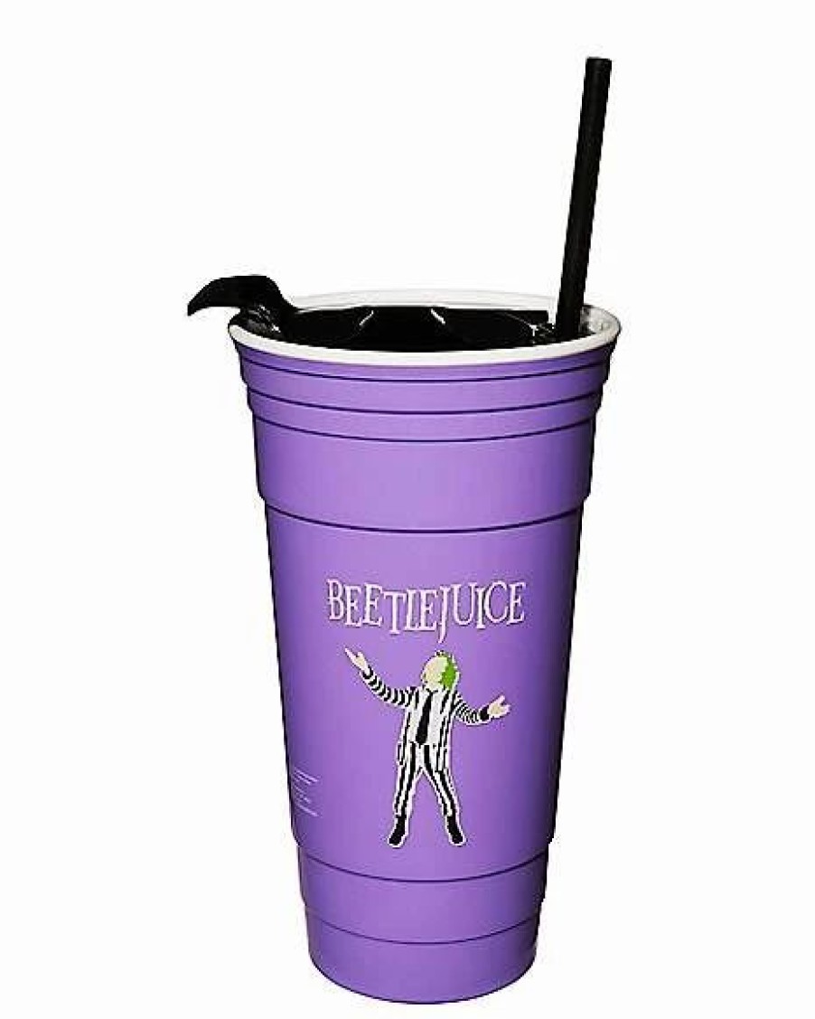 Halloween * Promo Bettlejuice Cup With Straw 32 Oz. Green