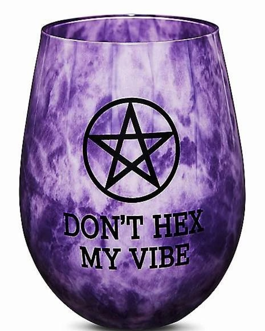 Halloween * Top 10 Don'T Hex My Vibe Stemless Wine Glass 22 Oz. Purple