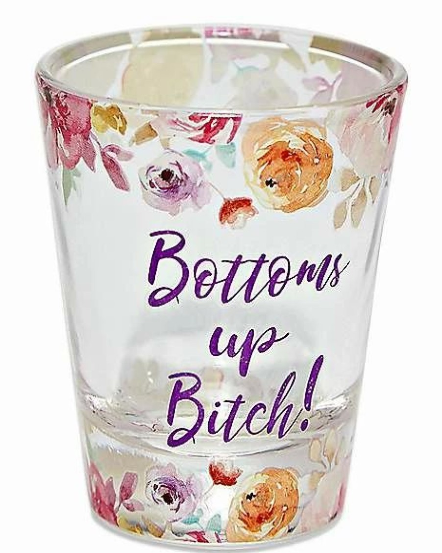 Christmas * Best Sale Floral Bottoms Up Bitch Shot Glass 2 Oz. Multi-Color