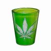 Shooters & Shot Glasses * Brand New Glitter Weed Leaf Shot Glass 2 Oz. Green