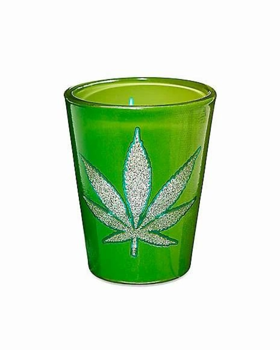 Shooters & Shot Glasses * Brand New Glitter Weed Leaf Shot Glass 2 Oz. Green