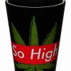 Shooters & Shot Glasses * New So High Weed Leaf Shot Glass 1.5 Oz. Black