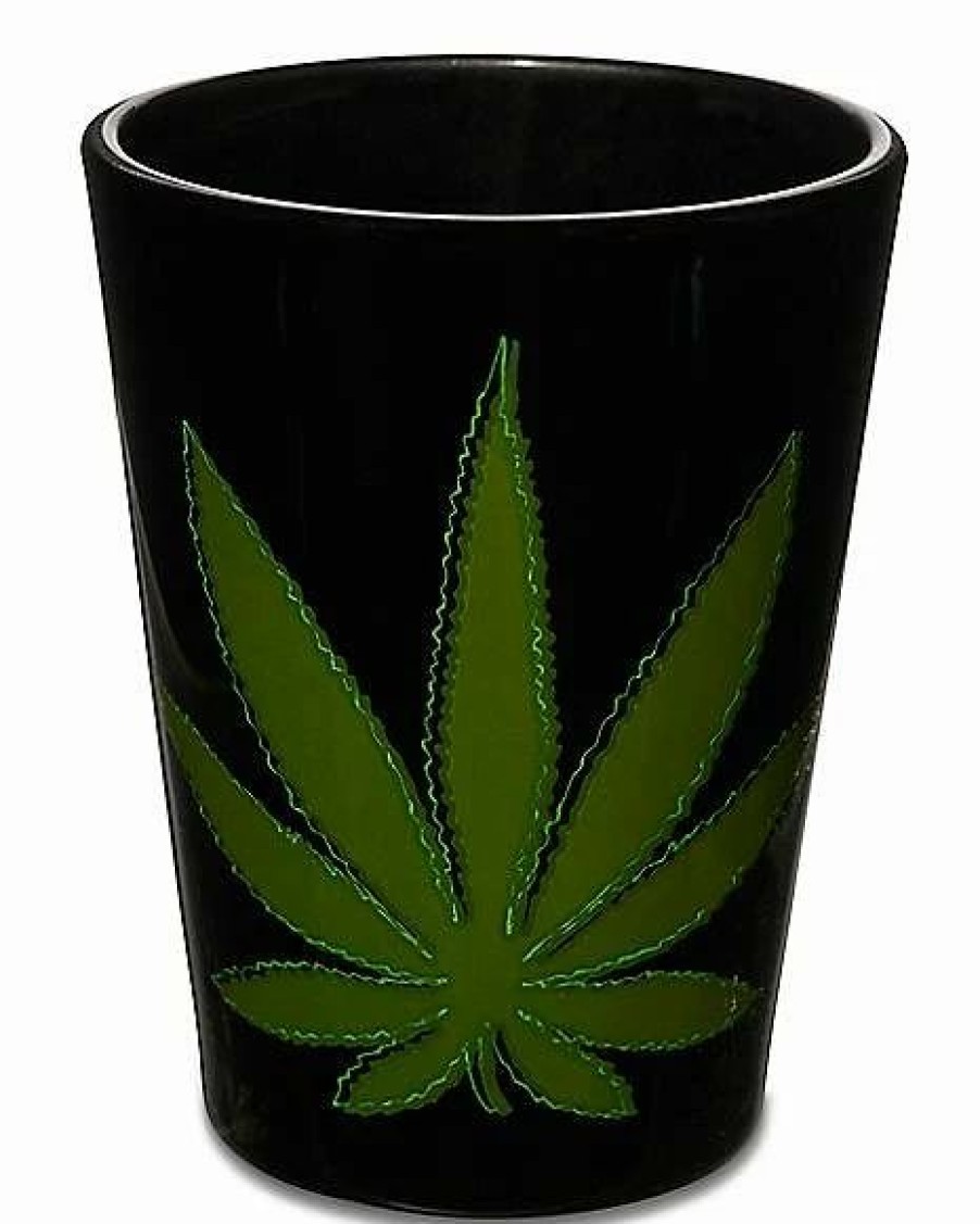 Shooters & Shot Glasses * New So High Weed Leaf Shot Glass 1.5 Oz. Black