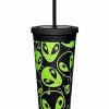 Plastic Drinkware * Coupon Alien Face Cup With Straw 24 Oz. Black