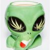 Shooters & Shot Glasses * Promo Smoking Alien Shot Glass 2 Oz. Green