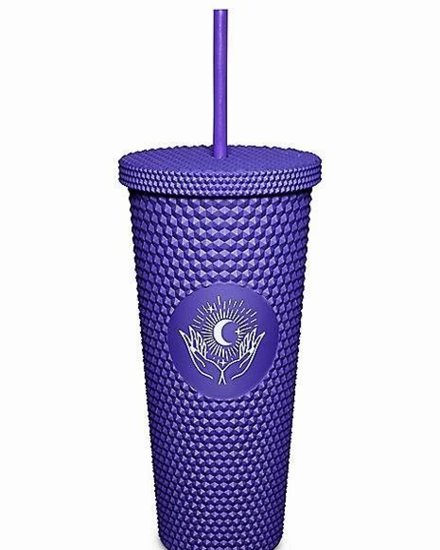 Plastic Drinkware * Cheapest Textured Mystic Hand Cup With Straw 24 Oz. Purple