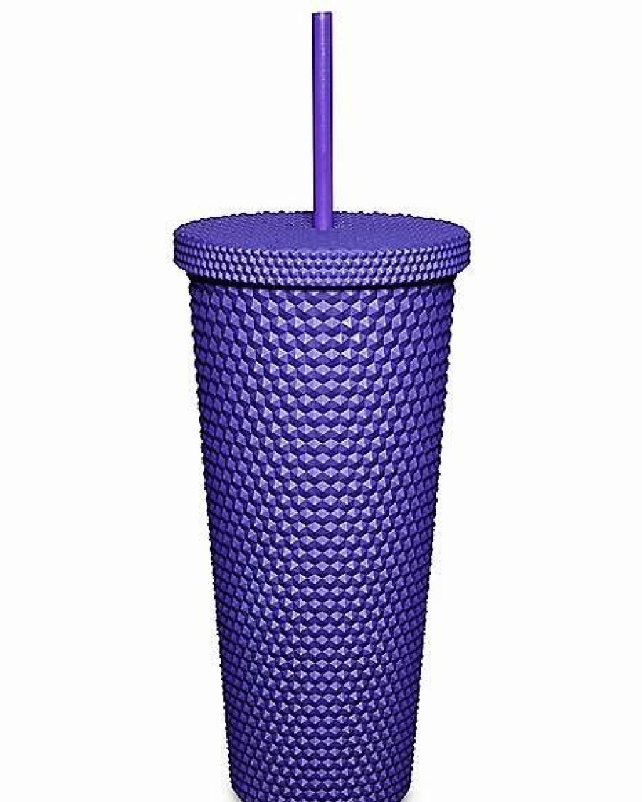 Plastic Drinkware * Cheapest Textured Mystic Hand Cup With Straw 24 Oz. Purple