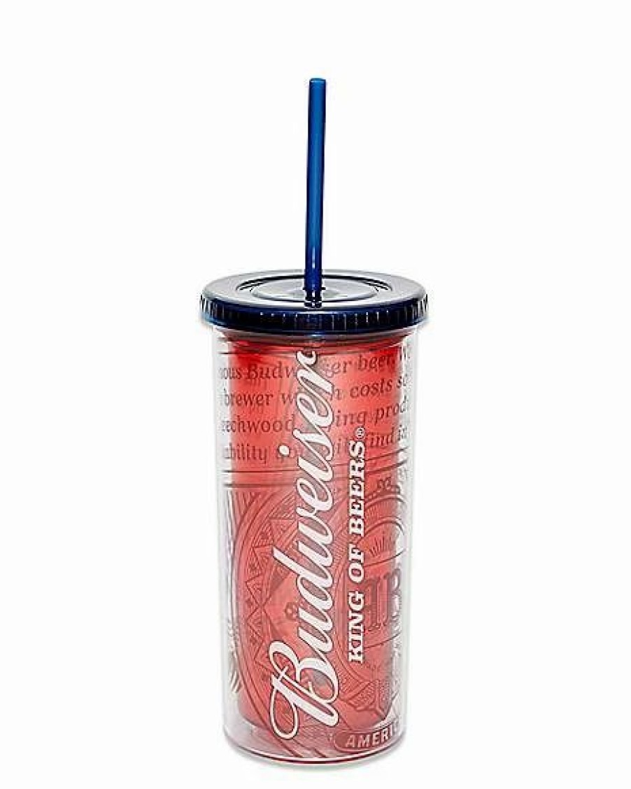 Plastic Drinkware * Best Pirce King Of Beers Budweiser Cup With Straw 20 Oz. Red