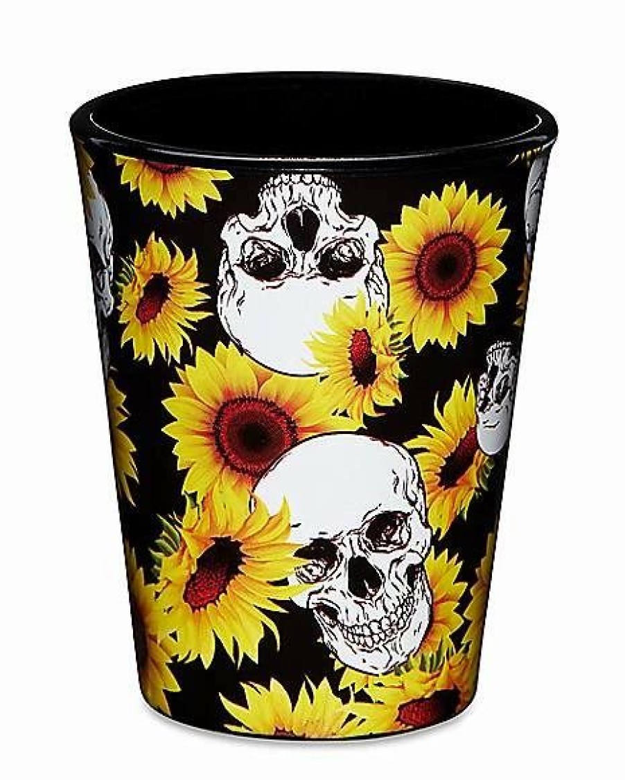 Shooters & Shot Glasses * Outlet Sunflower Skull Shot Glass 2 Oz.