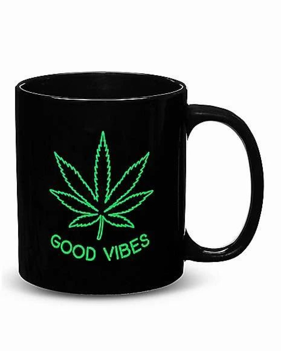 Coffee Mugs * Budget Good Vibes Weed Leaf Light Coffee Mug 20 Oz. Black